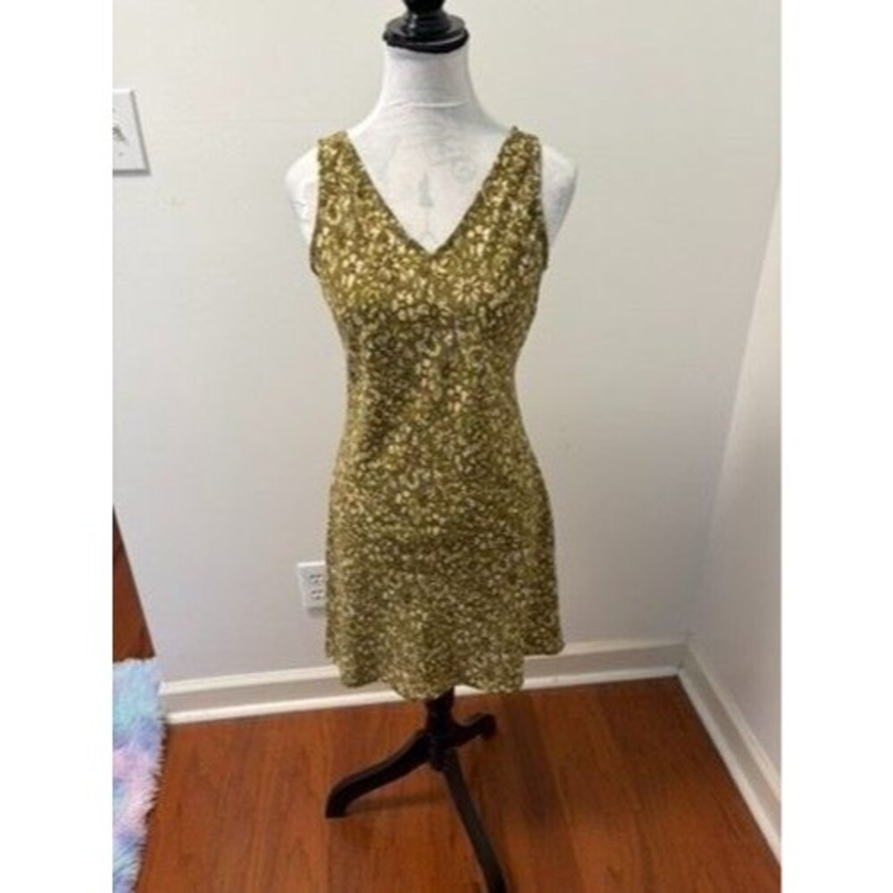 Vintage Jonathan Martin Floral Dress Women's Size 5 Olive Green Sleeveless